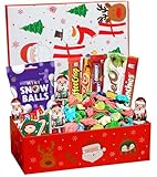 Christmas Chocolate Gift Sweets Box – Premium Festive Treat Selection – Ideal Xmas Gift for Family – Includes Chocolates, Mini Snowballs, Gummy Mix & More – Christmas Hamper for Her