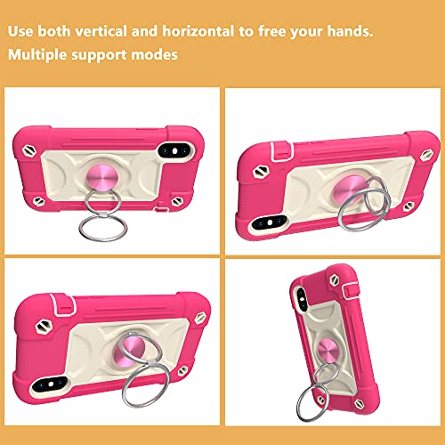 Image of MARKILL Compatible with iPhone with Built-in 360Rotating Ring Stand, Military Grade Drop Protection Full Body Rugged Heavy Duty Case Durable Cover (Hot Pink, iPhone XR 6.1 inch)