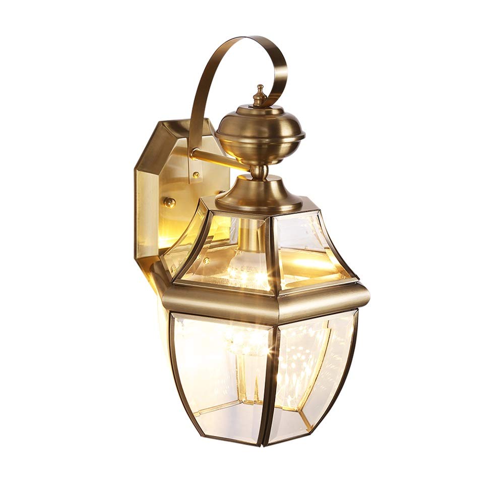 YNIYUJKL Wall Lamp, European Outdoor Waterproof Wall Light Exterior Copper Wall Sconce Fixture Wall Mount Lantern Wall Lamp For Villa Courtyard Balcony Corridor Aisle Porch