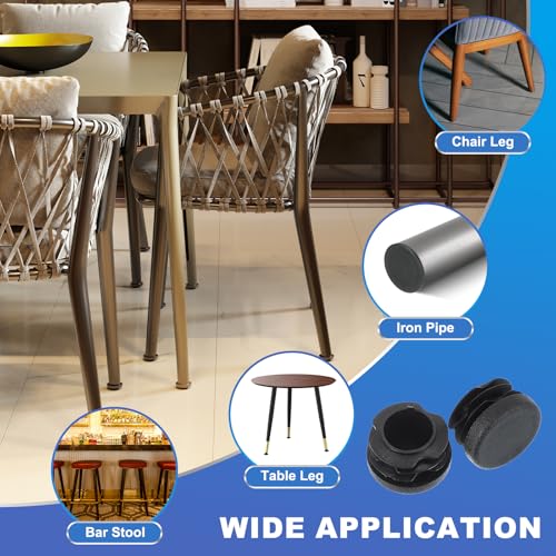 Image of PATIKIL 1 Inch Plastic Tubing End Caps, 50 Pcs Round Hole Plug Insert for Round Iron Pipe Chair Leg Table Bookshelves Patio Furniture, Black