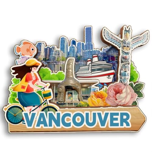 Imán 3D madera Vancouver Canadá para refrigerador miniatura 1