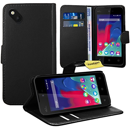 FoneExpert Wiko Sunset 2 Housse Coque Etui Housse Coque en Cuir Portefeuille Wallet Case Cover pour Wiko Sunset 2 (Noir)