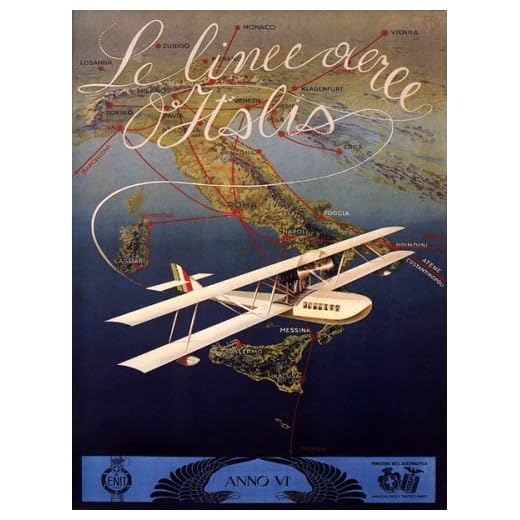 ITALIAN AIRLINES AIRPLANE TRAVEL TOURISM ITALY VINTAGE POSTER REPRO