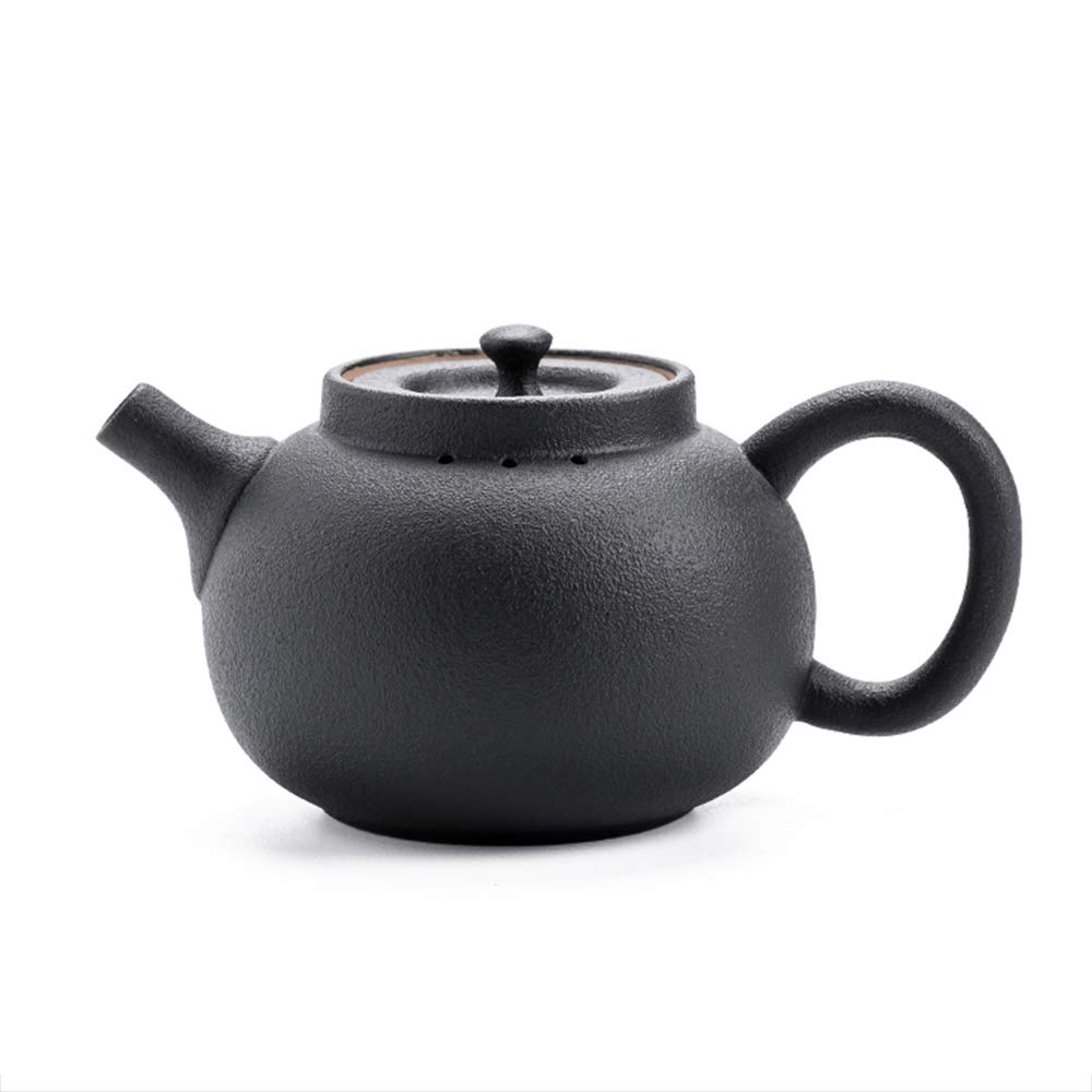 Czarny ceramiczny dzbanek do herbaty - 180 ml z uchwytem, dzbanek do herbaty z zaparzaczem do herbaty luźnej