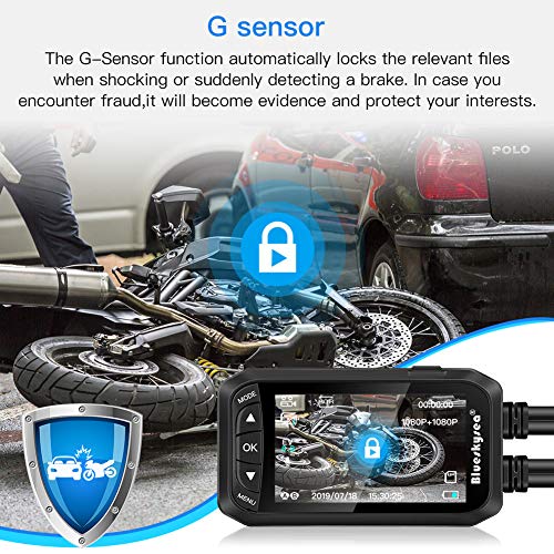 Blueskysea DV128 Motorcycle Dash Cam 1080P Dual Lens Video Recorder Motorcycle Camera 2.7” LCD Front and Rear Waterproof DVR with G-Sensor, Loop Recording,GPS,Manual Lock,Night Vision,130 Degr (DV128) - Thumbnail 4