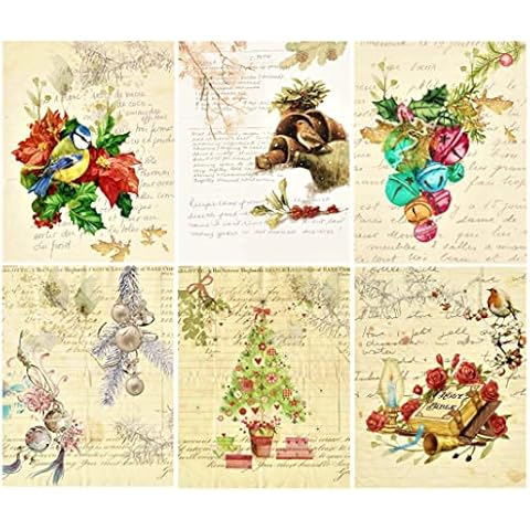 Chic Cottage Crafts Pastel Background Christmas Card Making Toppers / Craft Embellishment - Glossy Finish Pack of 6 Cover