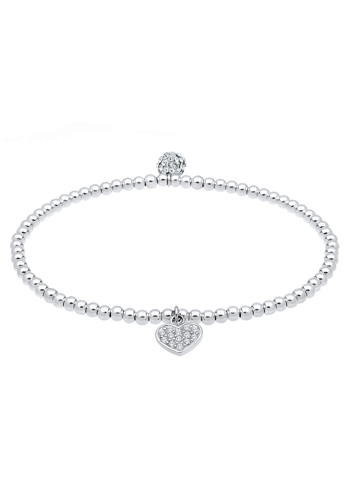 Elli Bracelet Women Heart Pendant Elegant with Crystals in 925 Sterling Silver