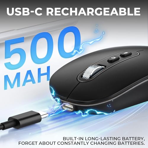 Image of RaceGT USB C Wireless Mouse, Rechargeable Dual-Mode Mouse(Type C and Bluetooth), Silent Mice for MacBook Air /Pro, Slim Portable Travel Mice for iPad Laptop PC Computer