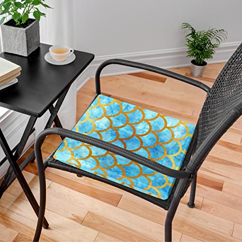 Gzleyigou Chair Pads Fish Scales Chair Cushions Durable Fabric Chair Pillow, Comfort Softness Seat Cushion For Dining/Office Chair, Mermaid Thicken Chair Padding For Refurbishment 16X16 #TOP1
