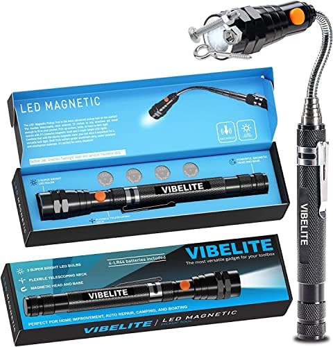 Extendable Magnetic Flashlight with Telescoping Magnet Pickup Tool-Cool Gadgets Gifts Idea & Birthday Gifts For Men, Husband, Dad, Mechanic, Tech, Him