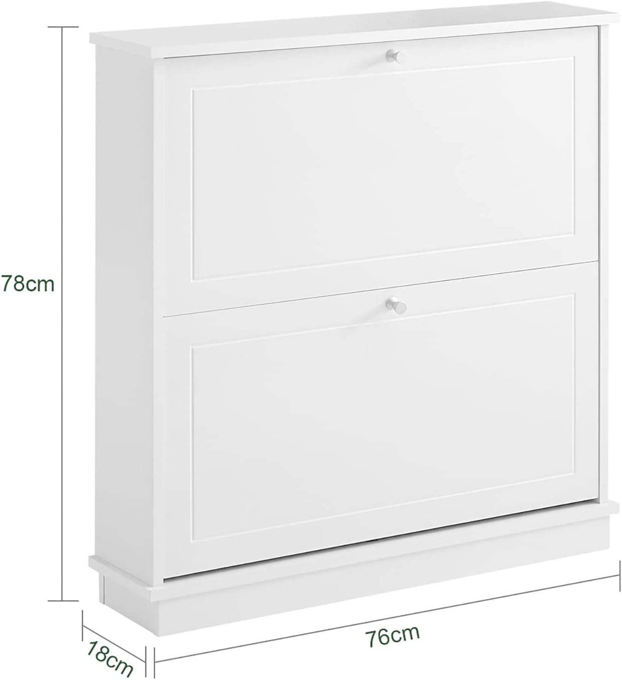 Haotian Shoe Cabinet with 2 Flip-Drawers, Freestanding Shoe Rack, Narrow Shoe Organiazer, Freestanding Shoe Rack, White, FSR99-W, 7.1" D x 29.9" W x 30.7" H, FSR99-W