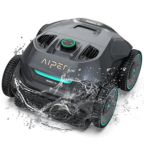 AIPER Robot Piscine Fond et Parois, Puissance de Nettoyage Élevée, Système à Quatre Moteurs, Navigation WavePath, Aspirateur de Piscine sans Fil, Idéal pour Les Piscines Souterraines Jusqu'à 150 m²