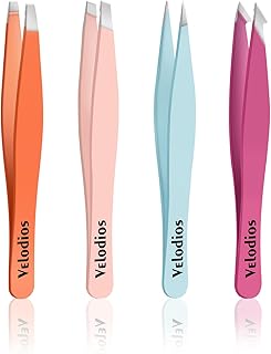 Tweezers for Women and men, Professional Precision Tweezers for Eyebrows, Pointed and Slant Tweezers for Facial Hair, Splinter and Ingrown Hair Removal, Stainless Steel Tweezers Set - 4Pack