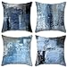 Juego de 4 Fundas Cojines Decorativos Pintura al Óleo Arte Contemporáneo 45x45 cm Decorativa Funda de Almohada Cojín Sauve Modernas para Cama Sofás Sala de Estar Dormitorio, Azul y Azul Pizarra