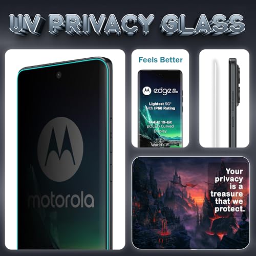 Image of FIRST MART UV Privacy Tempered Glass for Motorola Edge 40 Neo | Anti-Spy 9H Curved Screen Protector, Edge-to-Edge, Case-Friendly | 1 Pack