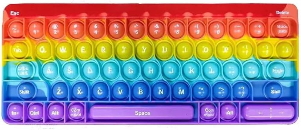 Ranzah Educational Keyboard Pop Fidget Toy Push Pop Bubble Sensory Poppet Toy for Kids Learning Squishy Squeeze Toy ADHD Stress Anxiety Relief Toddler Toy Montessori School Toy Gift Travel Popper