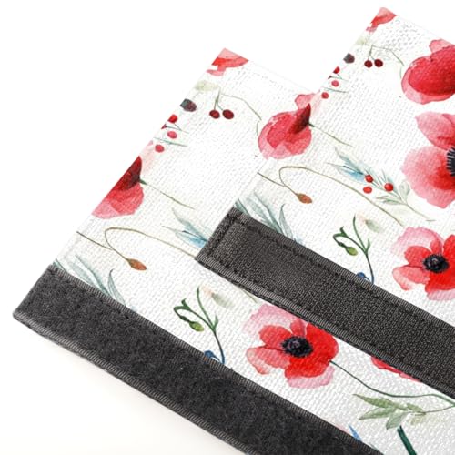 Image of Pardick Refrigerator Door Handle Covers Set of 2, Red Flower Fridge Handle Cover Washable Fridge Dishwasher Oven Door Decor Protector Handle Cover, Keep Your Kitchen Appliance Clean
