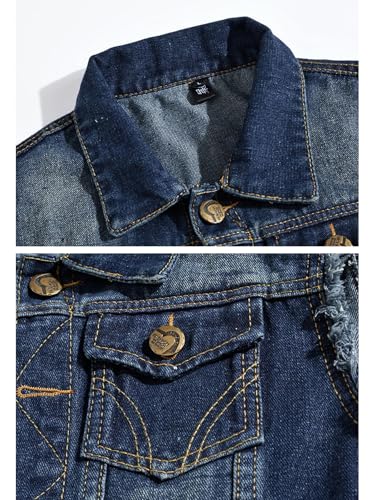 Image of Idopy Men`s American Flag Retro Ripped Denim Jeans Vest Sleeveless Jacket