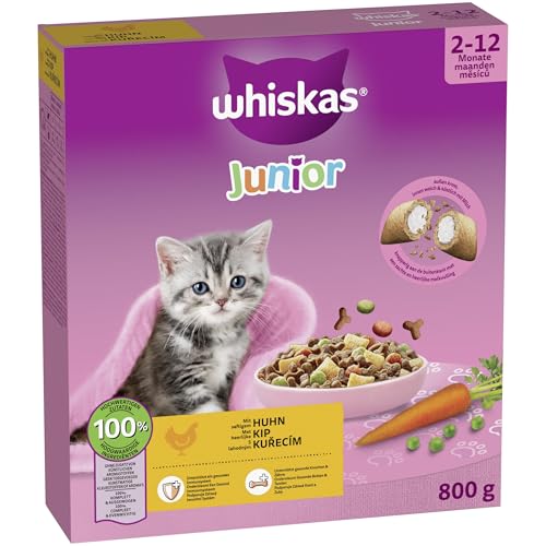 WHISKAS Junior Trockenfutter für Katzen 5 x 800g mit Huhn