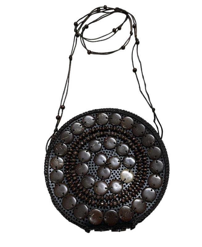 Coconut Shell Beaded Sling Crossbody Long Strap Purse Bag For Beach Bags | Cross Body Long Strap Purse | Handmade Natural Style| Hanging Purse Sling Bag-image-45