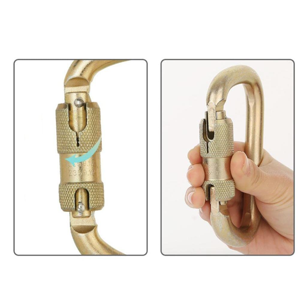 45KN Karabinerhaken Stahl D-Ring Schraubverschluss Klettern Gold