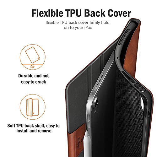 Antbox Compatible With Ipad Air 5Th Generation Case 2022/ Ipad Air Case 4Th Generation 10.9'' 2020 Vegan Leather With Pencil Holder Typing Angle Auto Sleep/Wake Muti-Stand Ipad Air 5/4 Case (Brown) #TOP4