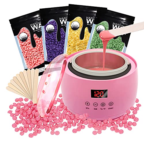 Jdngejunrong Waxing Kit for Women Hair Removal, Home Wax Melter Kit for Bikini, Wax Warmer Pot with 14 OZ Hard Wax Beans&10 Applicator Sticks for Brazilian Body Underarm Chest Legs Facial (Pink) Jdngejunrong Waxing Kit for Women Hair Removal, Home Wax Melter Kit for Bikini, Wax Warmer Pot with 14 OZ Hard Wax Beans&10 Applicator Sticks for Brazilian Body Underarm Chest Legs Facial (Pink)