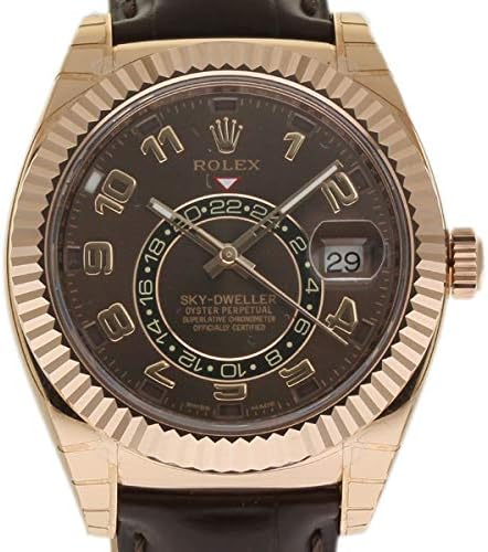 Rolex New Sky-Dweller 326135 Rose Gold Brown Leather Box/Paper/5YWarranty #RL119