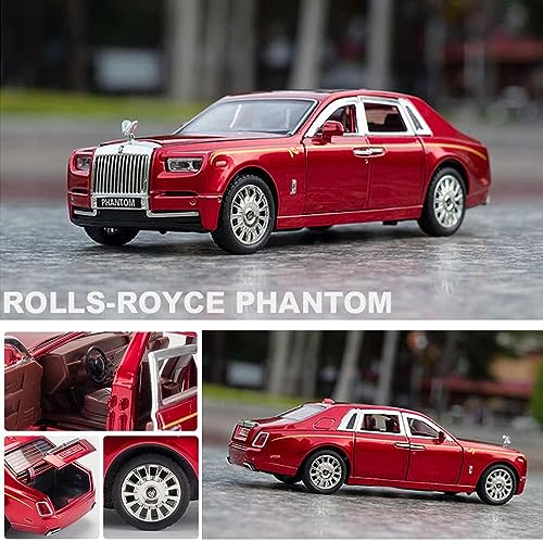 Image of DEOXY 1:24 Scale Diecast Alloy Pullback Rolls Royce Phantom Metal Car Toy With 6 Openable Doors, Lights, And Sounds For Kids,Black