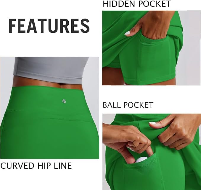 PINSPARK Golf Skirts for Women High Waisted Tennis Skirt with 2 Pockets UPF 50+ Stretch Athletic Skirt for Pickleball Workout - Image 4