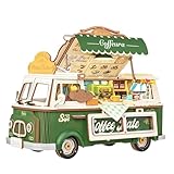 Rolife Maquetas Kit Puzzle 3D de Madera para Adultos Kit de Modelismo 3D Casa Miniatura Book Nook Decoración el Hogar Regalo de Cumpleaños para Adultos y Adolescentes (Camión de Café Leo)