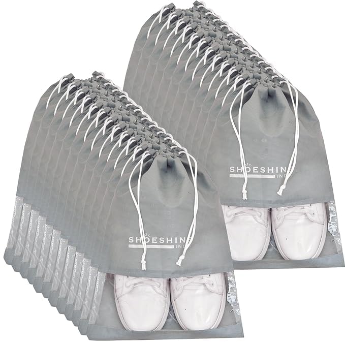 Shree Maruti Enterprise Shoe Bag for Storage Shoes for Men and Women Travel Essentials Shoe Cover and Shoe Bags Pouches Transparent Shoe Bag for Travel or Accessories - Pack of 24 - Grey Color