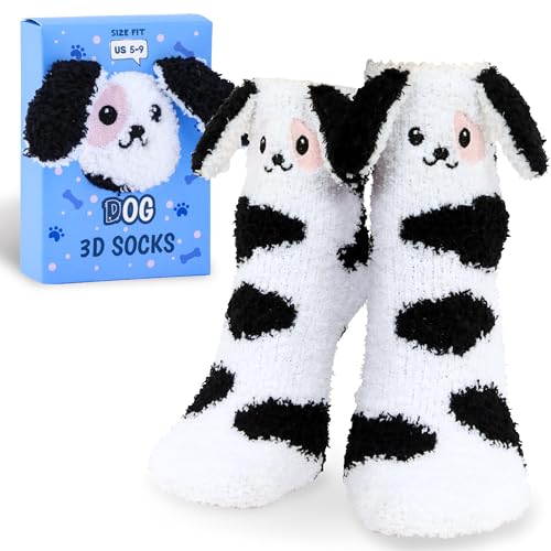 Image of POPCRAZE Novelty Fuzzy Animal Socks Plush Cozy Crew Slipper