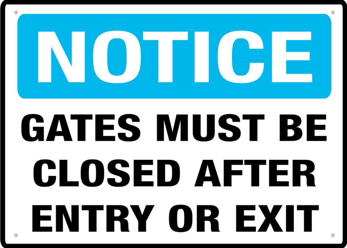 Metal Tin Sign Gates Must Be Closed After Entry Or Exit Notice Sign, Durable Rust-proof Metal Vintage Wall Art For Residential Commercial Property Farm Ranch Area, Outdoor Indoor Use, 8x12 Inch