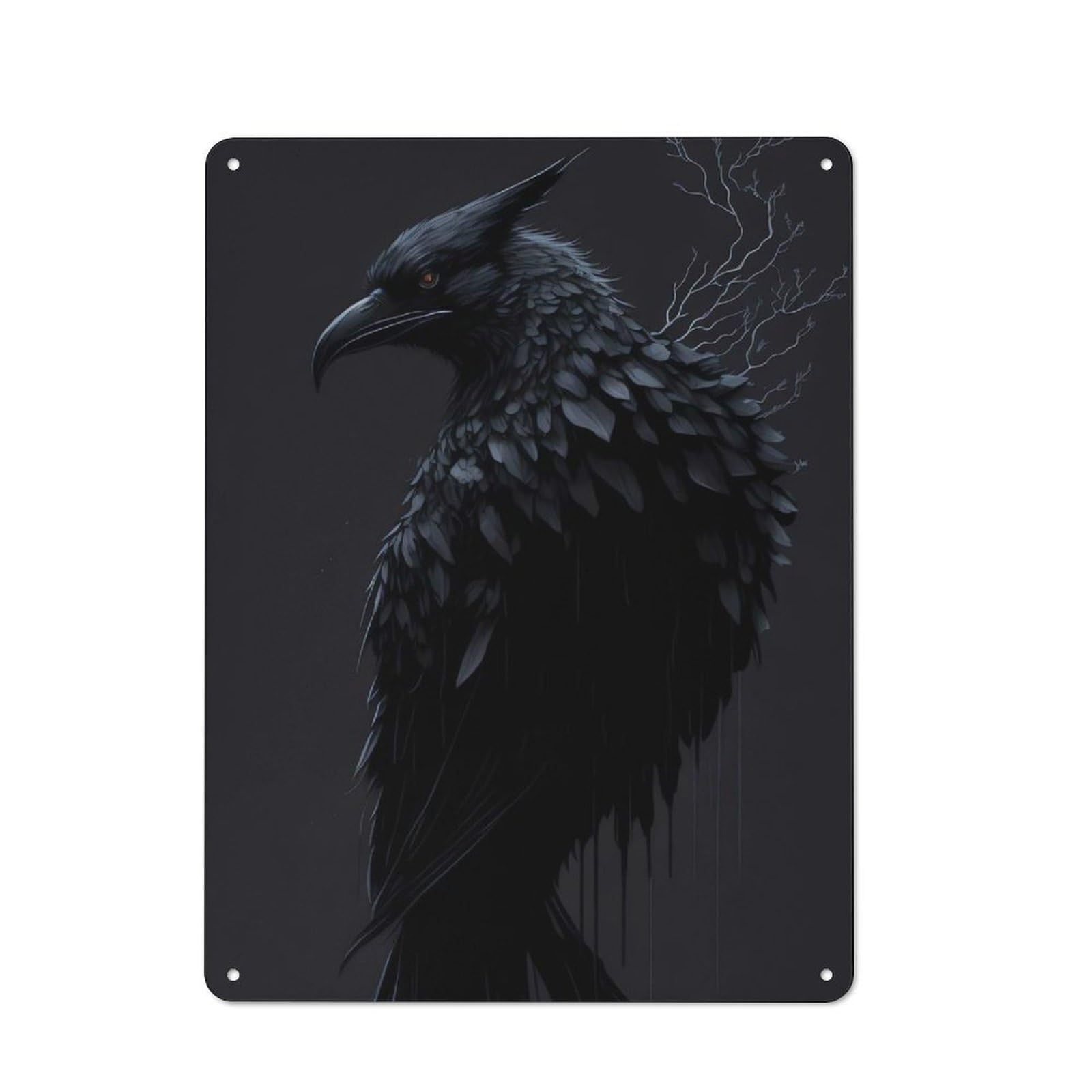 Vintage Black Raven Vintage Metal Sign 40x30cm, Pub Wall Decor for Cafe, Pub, Workshop Or Home Bar
