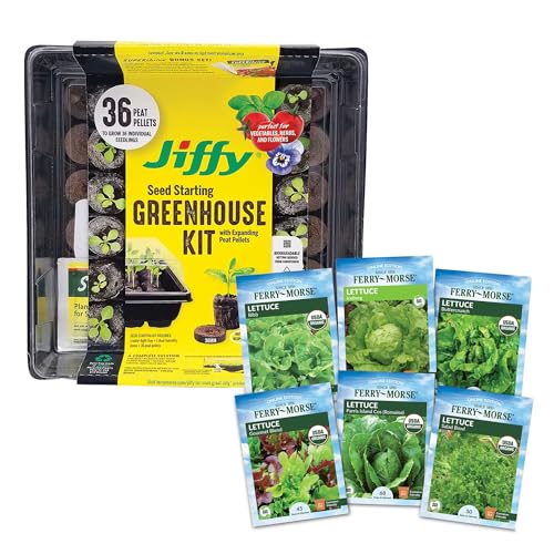 Image of Jiffy Plant Germination Kit - Seedling Starter Trays with Seeds - 36 Cell 2 Pack - Plastic