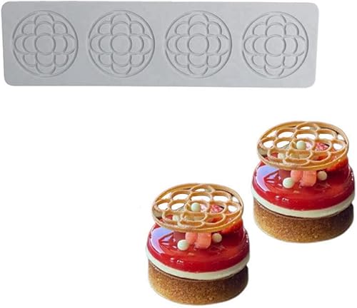 Miniatura 8 de Moldes de fondant de encaje en relieve, múltiples círculos de flores de encaje, herramienta de decoración de pasteles, moldes de silicona con forma