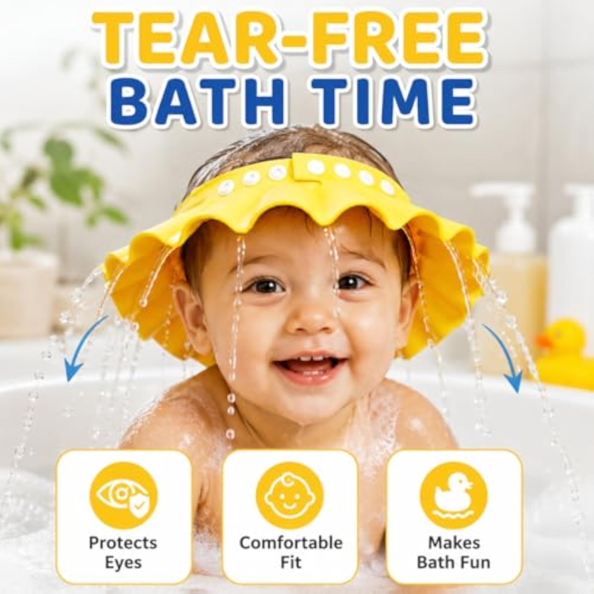 Baby Shampoo Shower Cap for Kids, Adjustable Waterproof Visor