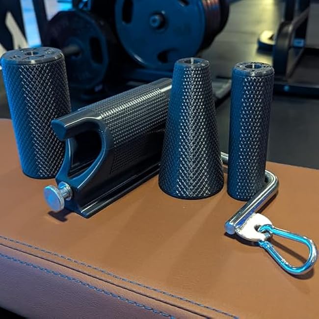 Arm Wrestling Handle Set ¨C Grip Strength Trainer with Metal Mount, 4 Attachments for Wrist, Forearm, and Finger Strengthening