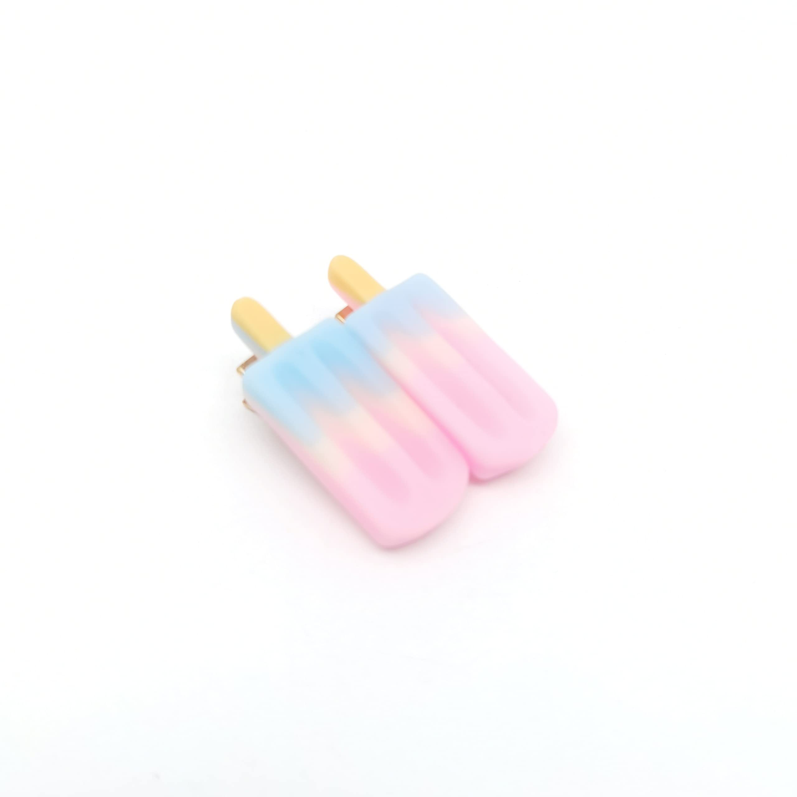 Hair Clips 2PCS Small Ice-lolly Shape Hair Barrettes Mini Ice Cream Hair Pins Hair Accessories Rose Red