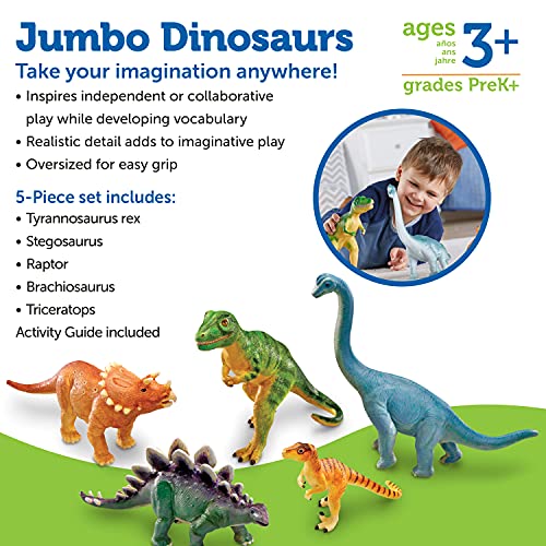 Learning Resources Jumbo Dinosaurs - 5 Pieces, Ages 3+ Toddler Learning Toys, Dinosaurs For Toddlers, Dinosaurs Figures, Kids' Play Dinosaur #TOP5