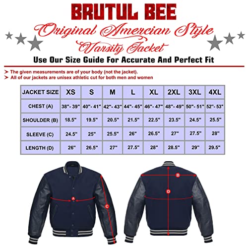 Brutul Fight Bee Original Leather Varsity Letterman Jackets Baseball Varsity Jackets Wool And Leather Original American Style Varsity Letterman Jackets (Black/Gold, Medium) #TOP4