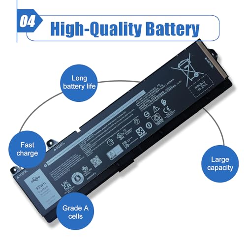 Image of X9FTM Laptop Battery 93Wh Compatible with Dell Precision 7770 7670 7680 7780 Series Notebook RCVVT 965V4 0965V4 5JMD8 05JMD8 11.55V 7650mAh
