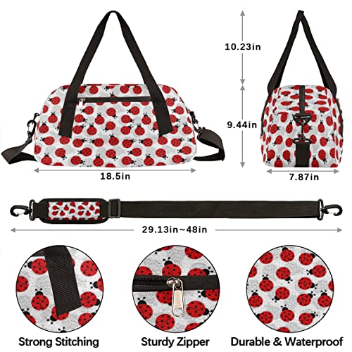 Ladybugs Pattern Kids Duffel Bag for Girls Boys Teens, Ladybugs Oil Painting Dance Bag Overnight Small Duffel Bag Carry On Weekend Sports Gym Travel Bag for School Practice Gymnastics Ballet3