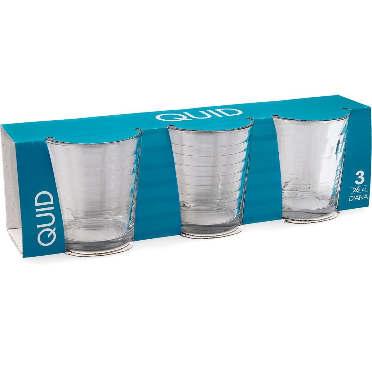 Quid Diana Set 3 Bicchieri Bassi In Vetro 26 Cl, Adatti Al Frigorifero E Lavastoviglie, Riciclabili