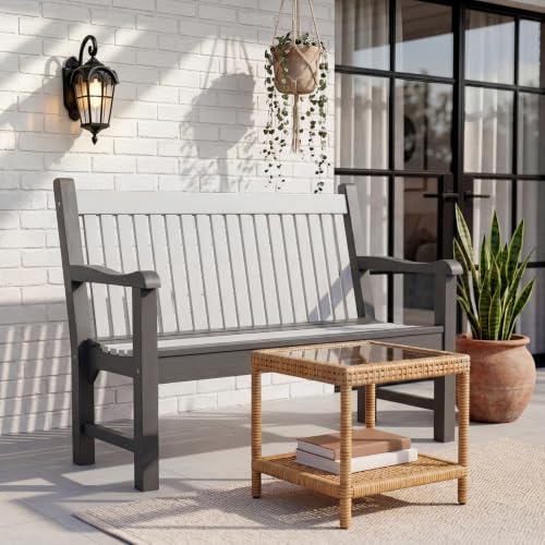 Image of Psilvam 2-Person Outdoor Bench with 700 Lbs Weight Capacity, Dark Grey
