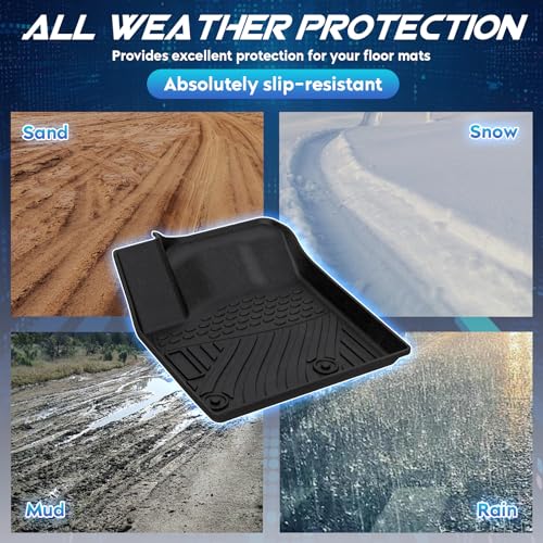 Floor Mats Fit for Nissan for Rogue 2021-2023, All Weather Odorless Anti-Slip Mats Black, 1st & 2nd Row Full Set + Car Trunk (5 seat)