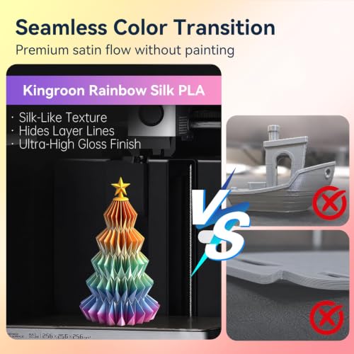 Image of kingroon Rainbow PLA Filament 1.75mm, 1kg Spool (2.2lbs), Fast Color Change Pastel Silk PLA 3D Printer Filament, Dreamy Multicolor Filament + /- 0.02mm, Fit Most 3D Printers(Rainbow)
