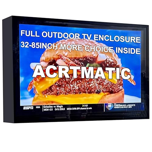 acrtmatic 60-65 inch Weatherproof Outdoor TV Hard Cover , with Transparent Front Panel, Clear Dust Resistant Television Enclosure for Outside(Right Door), Full Motion TV Wall Mount and Cooling Fans Include
