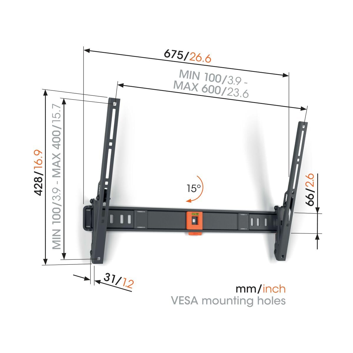 Vogel's TVM 1615 Soporte TV inclinable para televisores de Entre 40 a 77 Pulgadas, Máx 35 kg, Soporte TV máx. VESA 600x400, Compatibilidad Universal